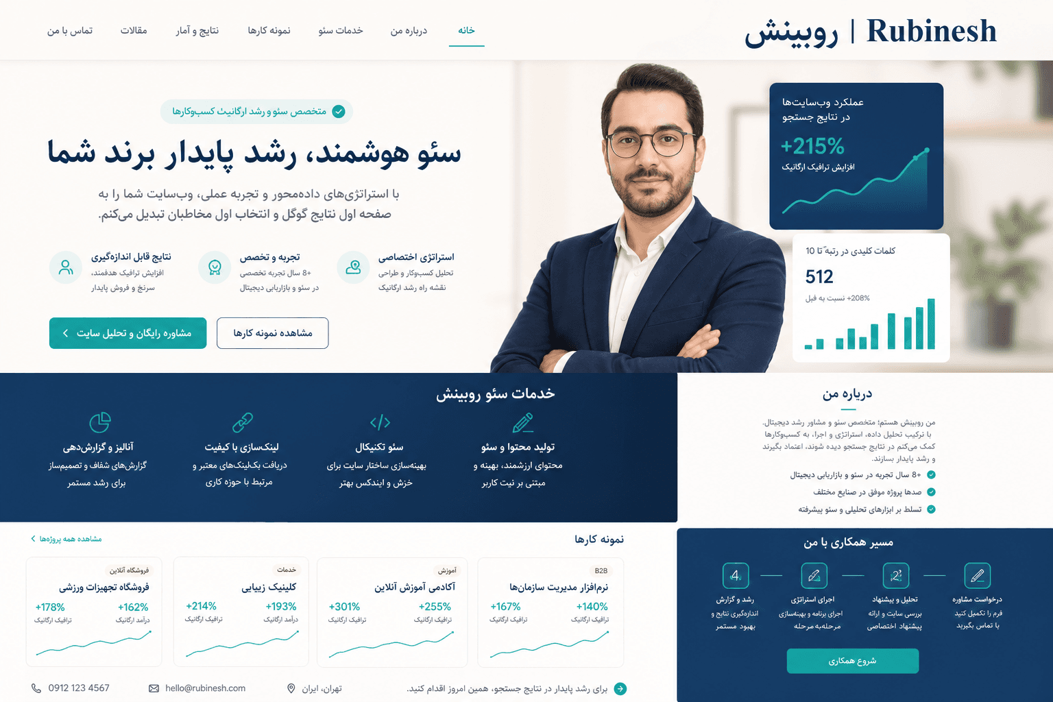 سئو سایت شخصی، رزومه آنلاین و رشد برند شخصی در گوگل — روبینش | Rubinesh