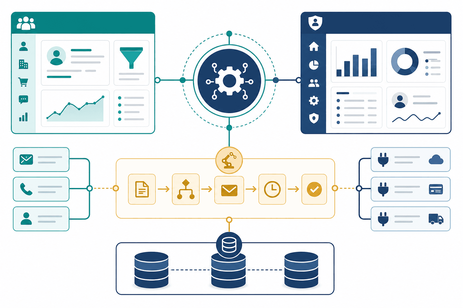 معماری سیستم‌های اختصاصی: CRM، پنل مدیریت، API و اتوماسیون