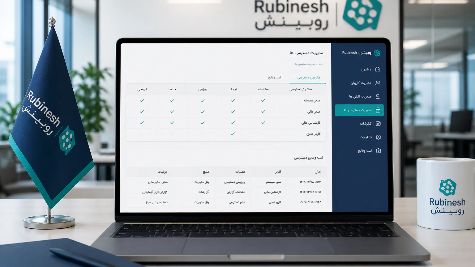 ماتریس نقش و دسترسی فارسی روی لپ‌تاپ با گزارش ممیزی — روبینش | Rubinesh
