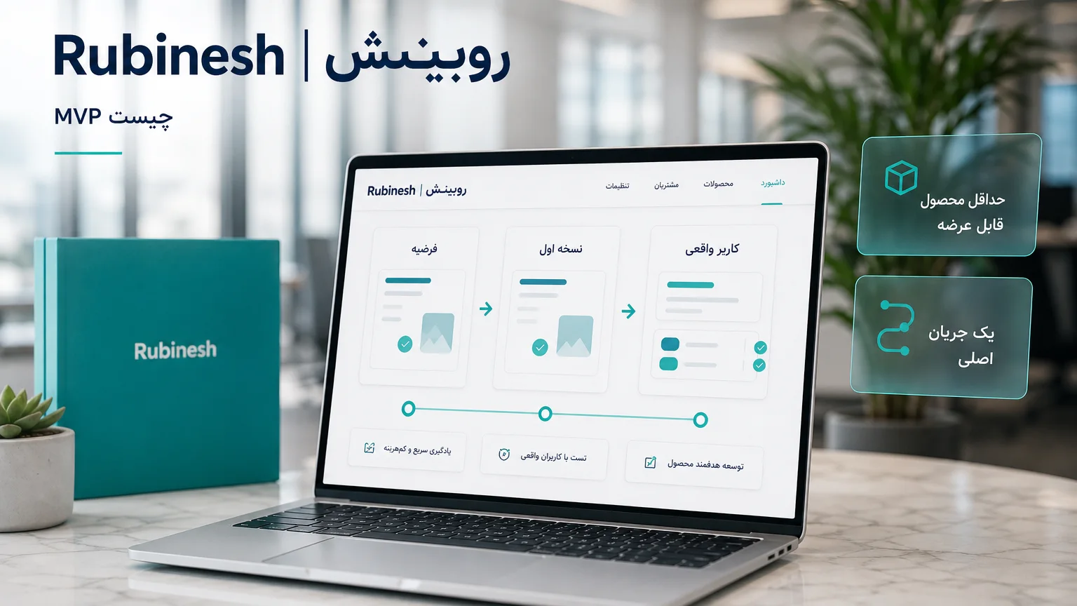 داشبورد محصول روی لپ‌تاپ: فرضیه بازار، نسخه اول و کاربر واقعی — روبینش | Rubinesh